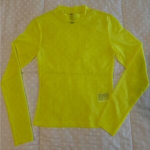 Neon Yellow Long Sleeve see-through Top